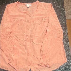 LC Lauren Conrad Orange Button Down Shirt with Mandarin Collar